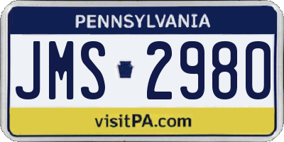 PA license plate JMS2980