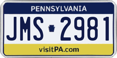 PA license plate JMS2981