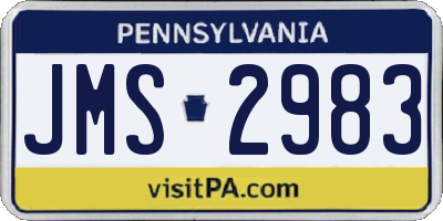 PA license plate JMS2983