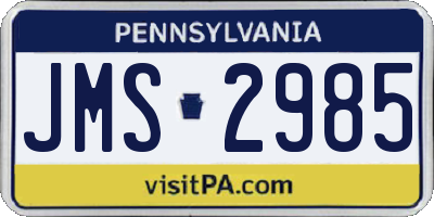 PA license plate JMS2985