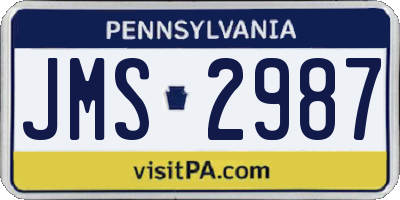 PA license plate JMS2987