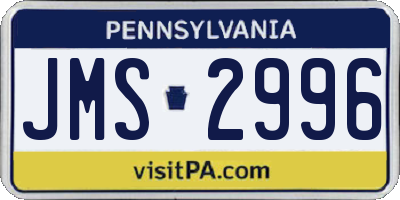 PA license plate JMS2996