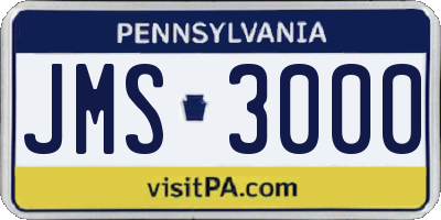 PA license plate JMS3000