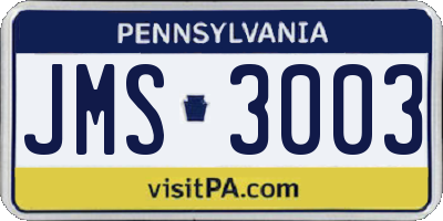 PA license plate JMS3003