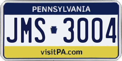 PA license plate JMS3004