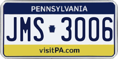 PA license plate JMS3006