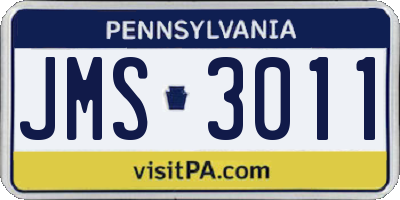 PA license plate JMS3011
