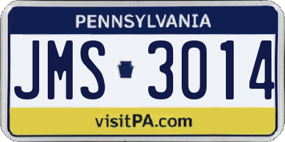 PA license plate JMS3014