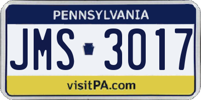 PA license plate JMS3017