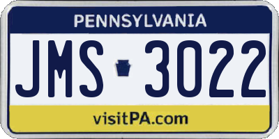 PA license plate JMS3022