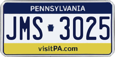 PA license plate JMS3025