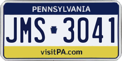 PA license plate JMS3041