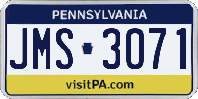 PA license plate JMS3071