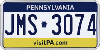 PA license plate JMS3074