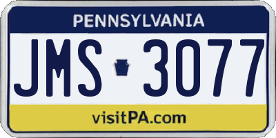 PA license plate JMS3077