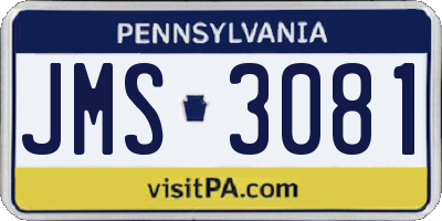 PA license plate JMS3081