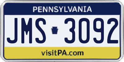 PA license plate JMS3092