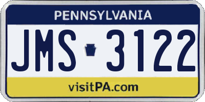 PA license plate JMS3122