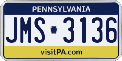 PA license plate JMS3136
