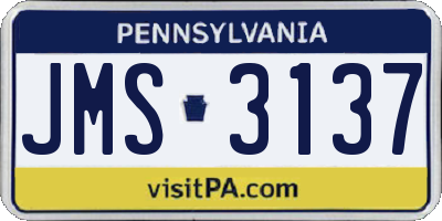 PA license plate JMS3137