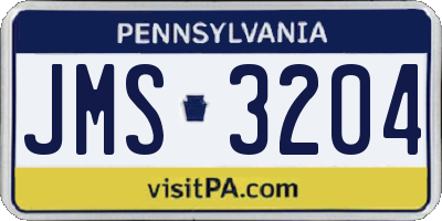 PA license plate JMS3204