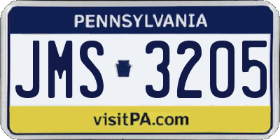 PA license plate JMS3205