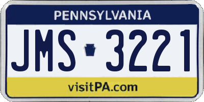 PA license plate JMS3221