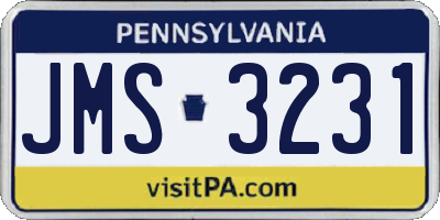 PA license plate JMS3231