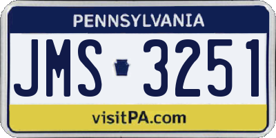 PA license plate JMS3251
