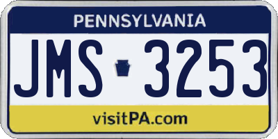 PA license plate JMS3253