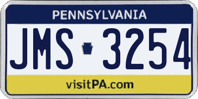 PA license plate JMS3254