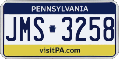 PA license plate JMS3258