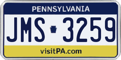 PA license plate JMS3259