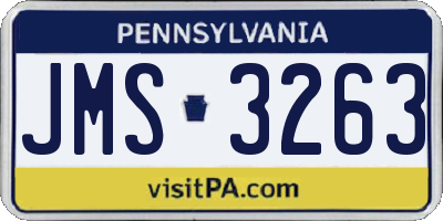 PA license plate JMS3263