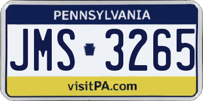 PA license plate JMS3265