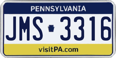 PA license plate JMS3316