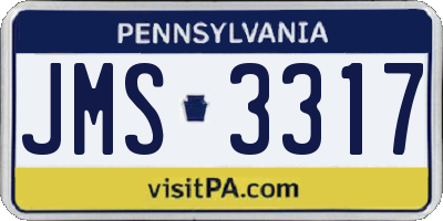 PA license plate JMS3317