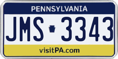 PA license plate JMS3343