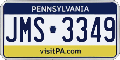 PA license plate JMS3349