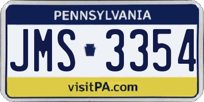 PA license plate JMS3354