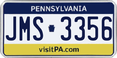 PA license plate JMS3356