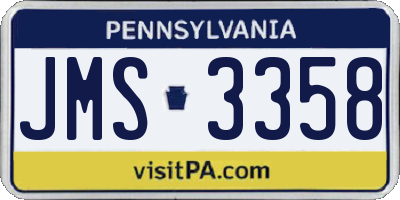 PA license plate JMS3358