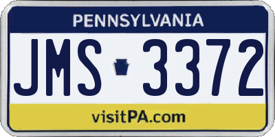 PA license plate JMS3372