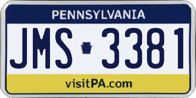PA license plate JMS3381