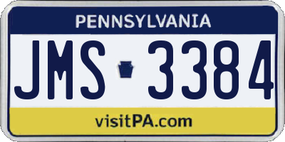 PA license plate JMS3384