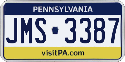 PA license plate JMS3387