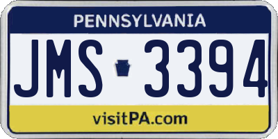 PA license plate JMS3394