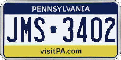 PA license plate JMS3402