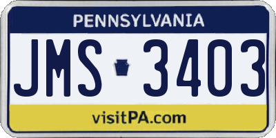 PA license plate JMS3403