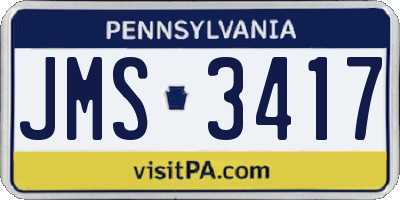 PA license plate JMS3417